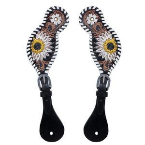 MYRA BAG Propeller Sunflower Floral Hand Tooled Western Spur Straps NWT